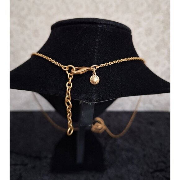 EUC J. Crew Gold Tone Pave' Crystal Circle & Square Pendant Necklace-Excellent C - Picture 2 of 5